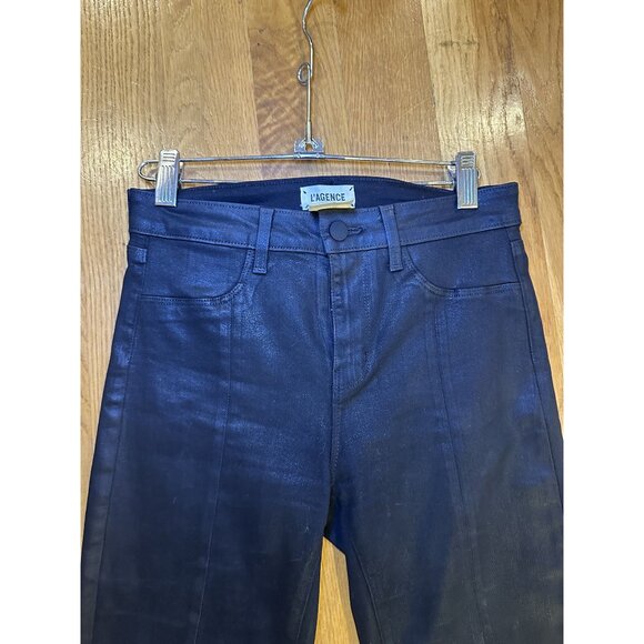L’AGENCE Wax-Coated Skinny Jeans Size 26 – High Rise Sleek Faux Leather Look Des - Picture 6 of 12